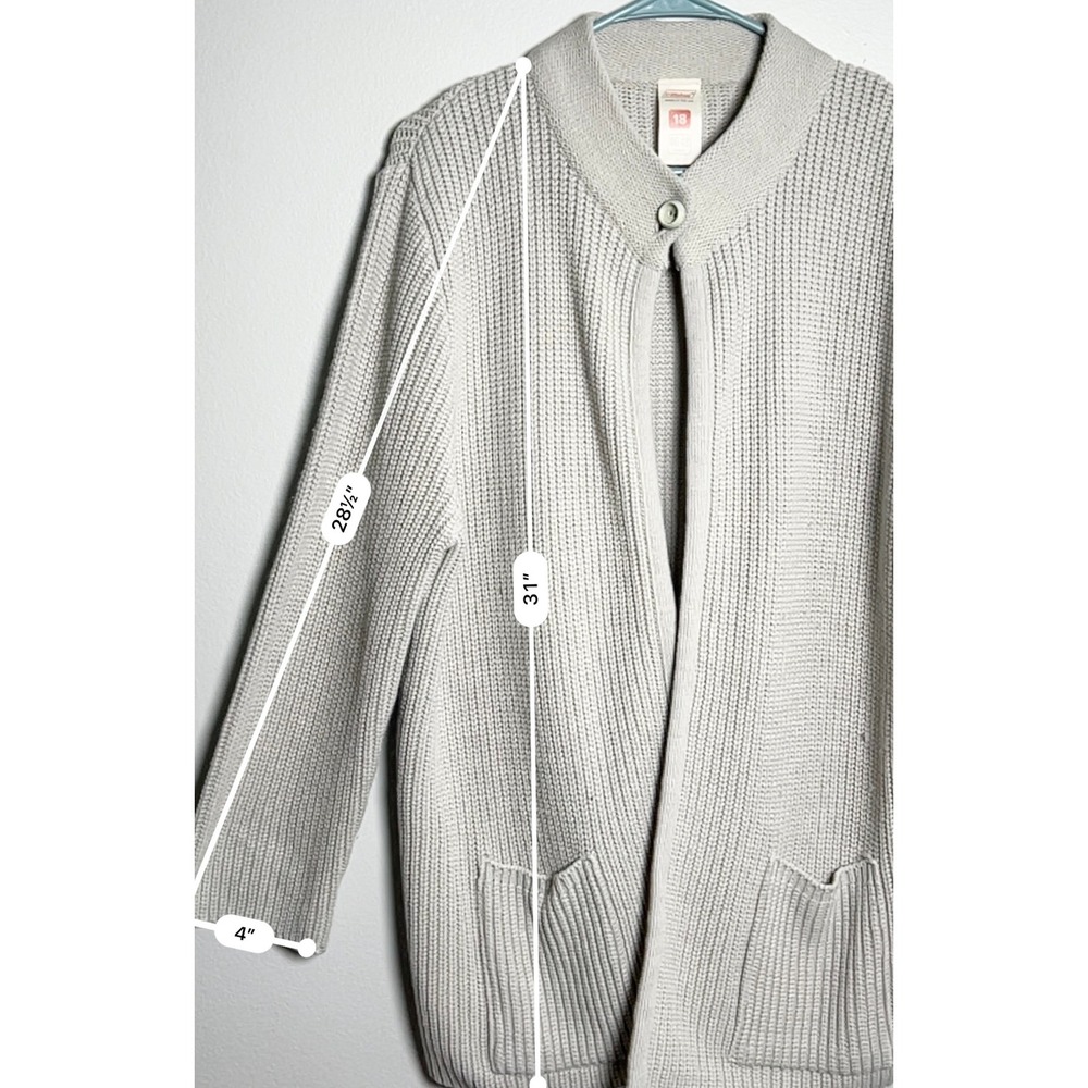 St Michael Vintage Grey Shaker Knit Longline Chic Cardigan Sweater XL - Picture 4 of 9